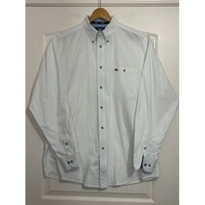Wrangler Twenty X Men XL White Long Sleeve Button Down Cotton Shirt Cowboy Rodeo